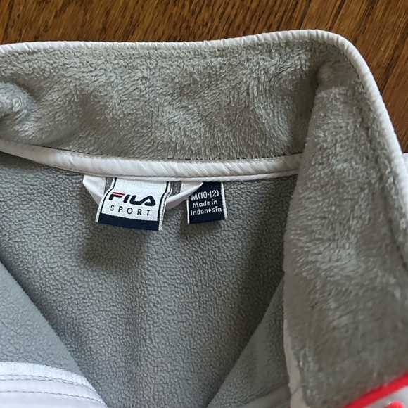 Fila Sport Girls Gray Fleece Full Zip Jacket Neon Trim Size Medium 10-12 - Picture 4 of 5